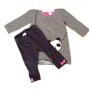 Soft Black Leggings with Hot Pink Bows